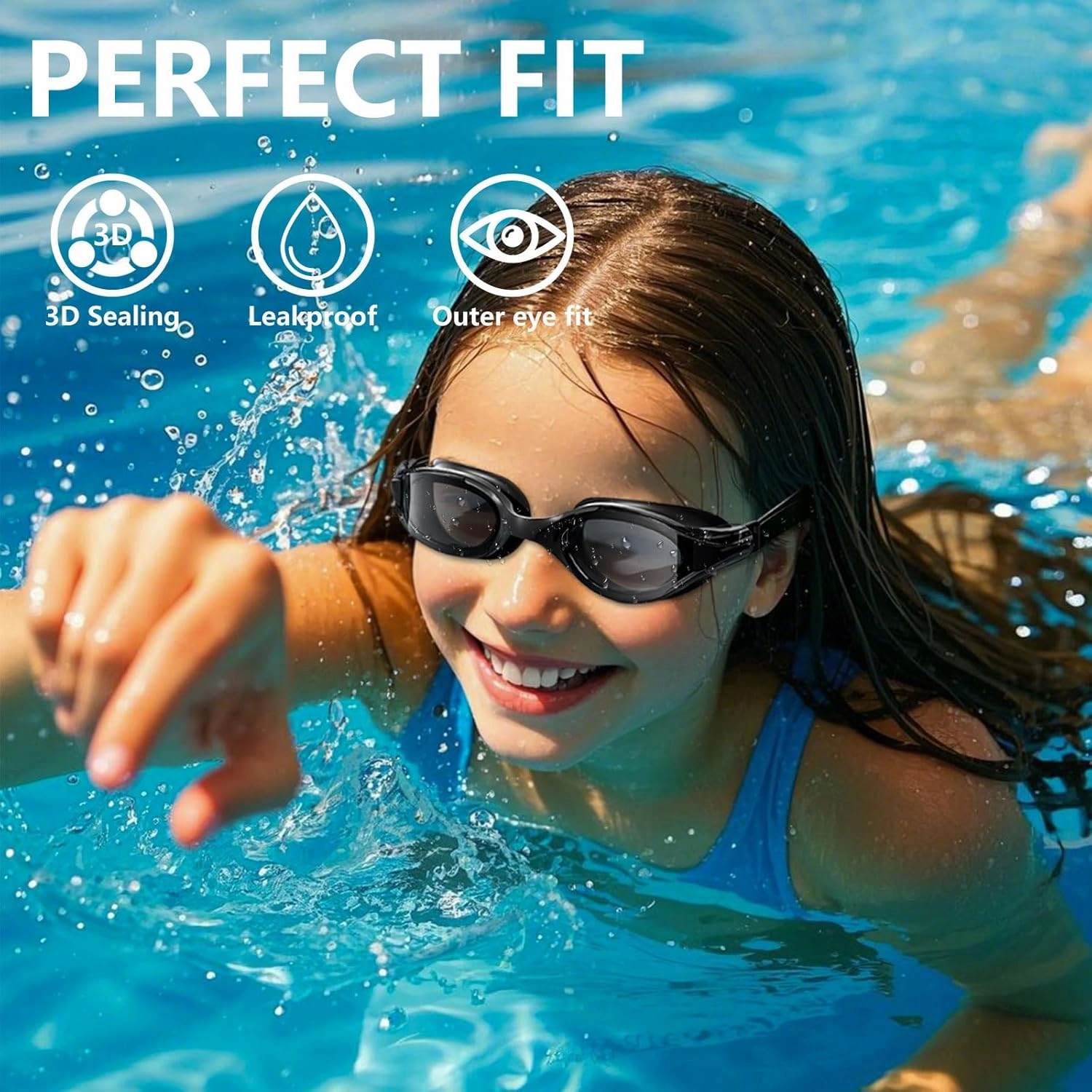 1 Pack Swim Goggles Leakproof Anti Fog & UV Swimming Goggles for Adult Men Women Youth