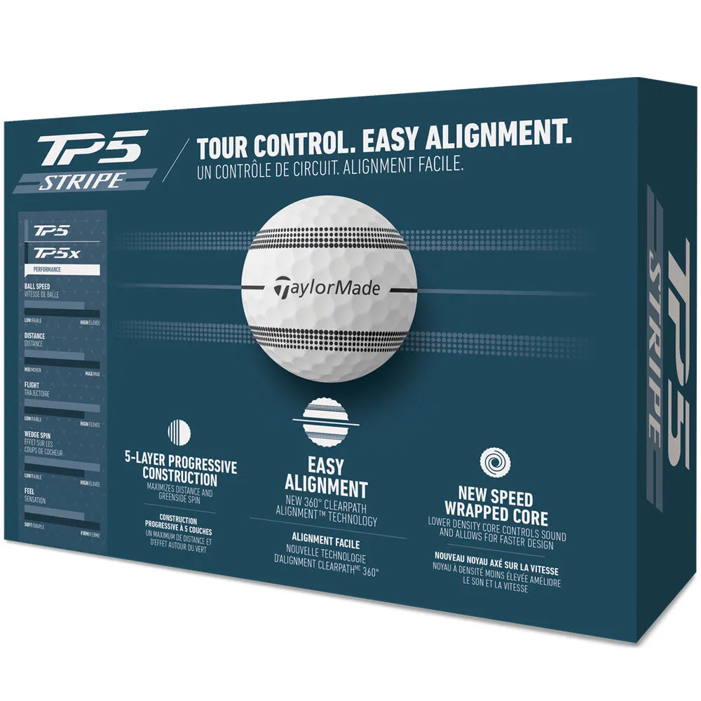 TaylorMade TP5 Clear Stripe Golf Balls - White - 12 Pack, SPF 50 golf shirts, Electric golf trolley, Left-handed golf putters