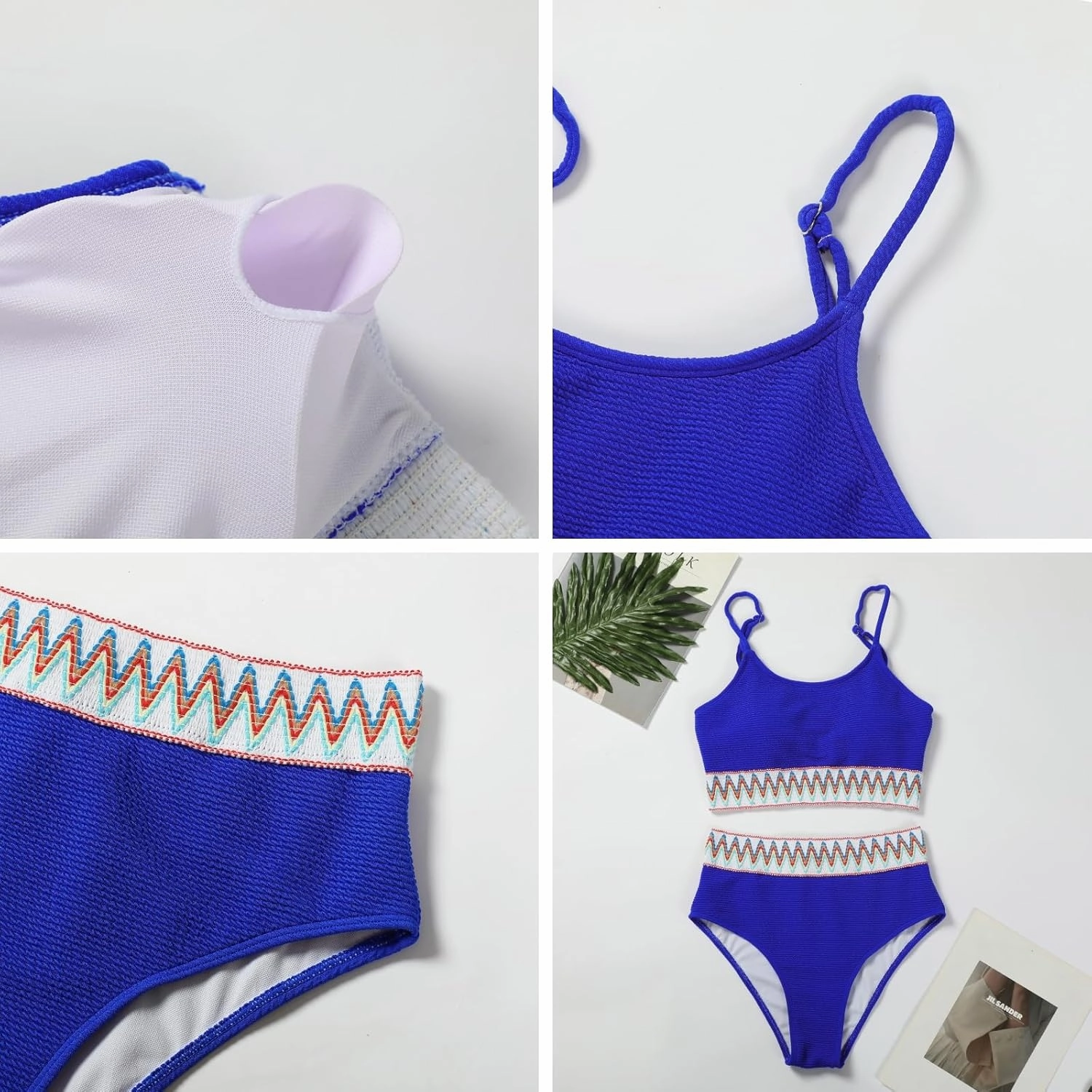 Adisputent Womens High Waisted Bikini Sets Scoop Neck Color Block Swimsuits Retro Two Piece Bathing Suits