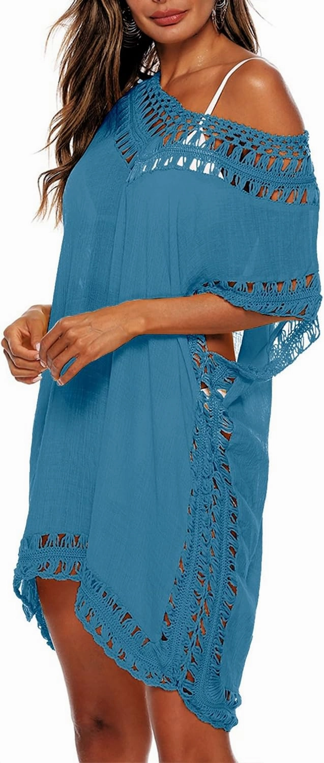 Adisputent Womens Swimsuits Cover Ups Crochet Chiffon Beach Cover Bathing Suit Bikini Wear Coverups Dress