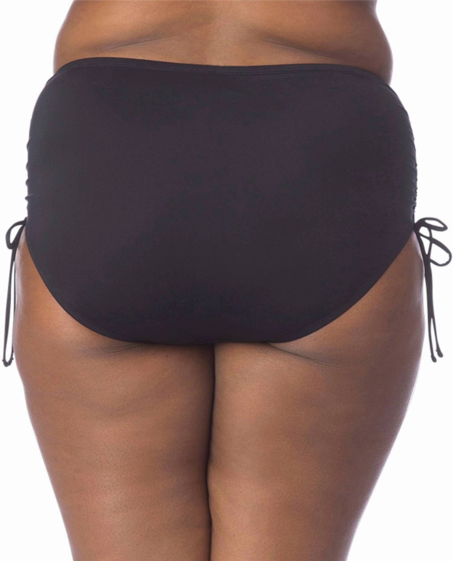 Adjustable High Waist Tankini Bottom - Plus Size In Solid Black