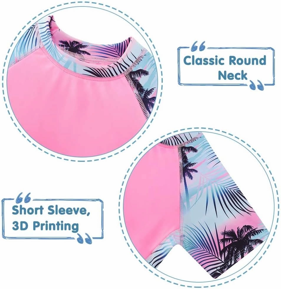 ADUKIDE Girls Rash Guard Swimsuit 2-Piece Bathing Suit UPF 50  Summer Beach Swimwear Size 7-16T