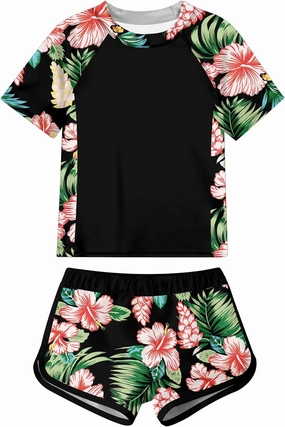 ADUKIDE Girls Rash Guard Swimsuit 2-Piece Bathing Suit UPF 50  Summer Beach Swimwear Size 7-16T