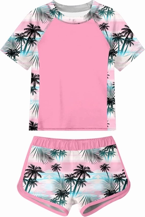 ADUKIDE Girls Rash Guard Swimsuit 2-Piece Bathing Suit UPF 50  Summer Beach Swimwear Size 7-16T