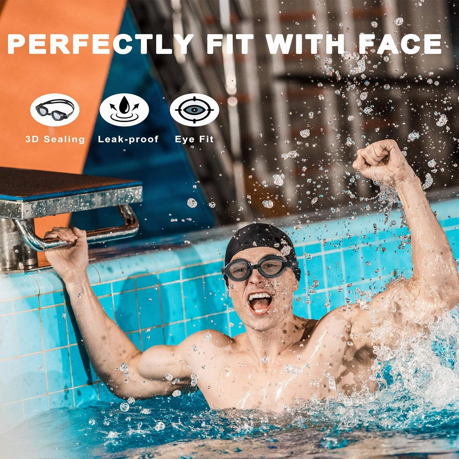 Adult Anti Fog Swim Goggles, Shortsighted Myopia Swimming Goggles for Nearsighted Vision Black