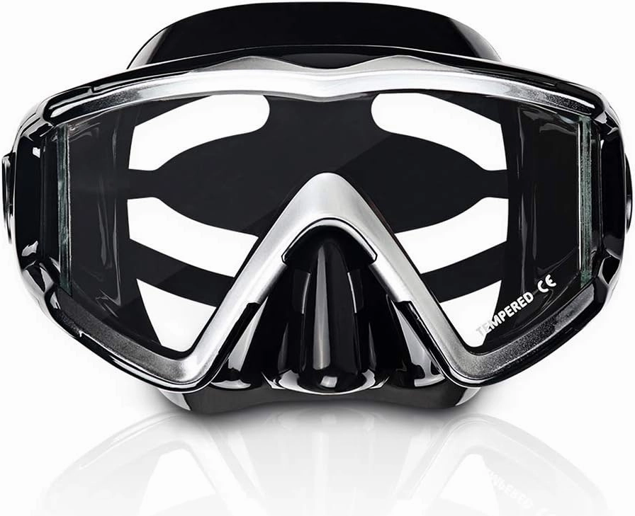 Adult Pano 3 Scuba Diving Mask, Tempered Glass Snorkel Mask Anti-Fog Swim Mask No Leakage Swim Goggles with Nose Cover Snorkeling Gear for Snorkeling, Freediving, Swimming