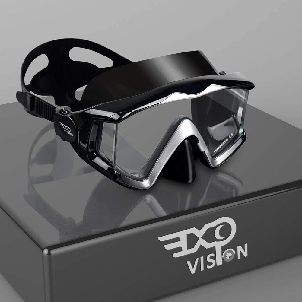 Adult Pano 3 Scuba Diving Mask, Tempered Glass Snorkel Mask Anti-Fog Swim Mask No Leakage Swim Goggles with Nose Cover Snorkeling Gear for Snorkeling, Freediving, Swimming