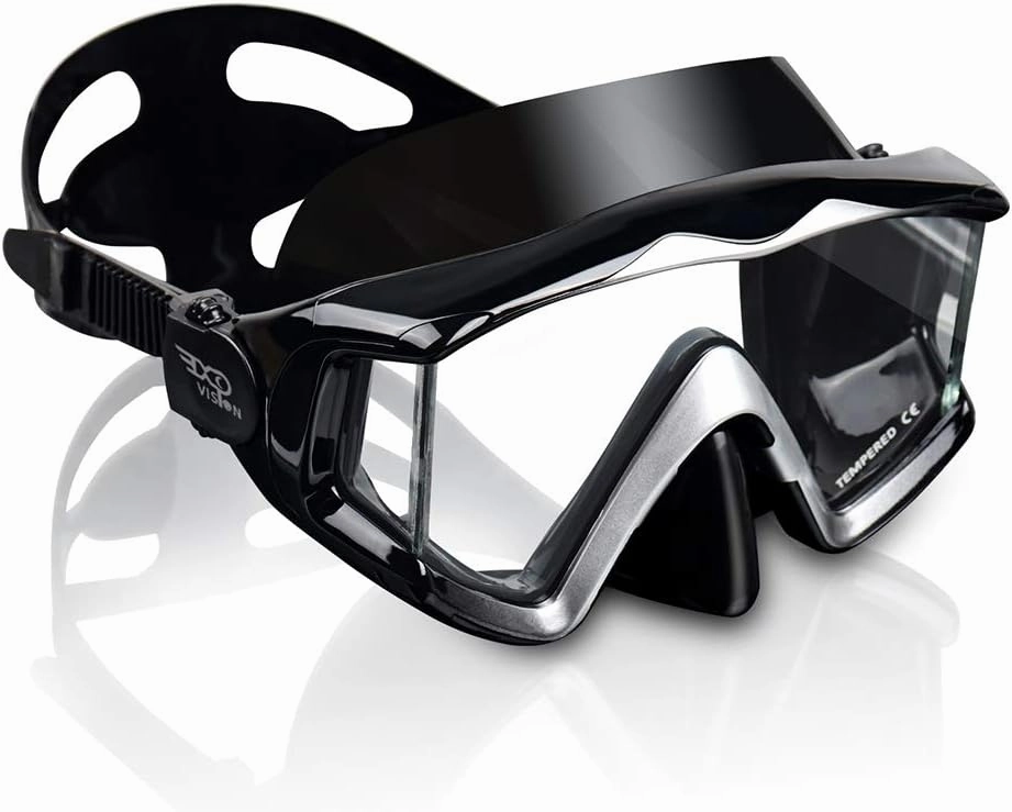 Adult Pano 3 Scuba Diving Mask, Tempered Glass Snorkel Mask Anti-Fog Swim Mask No Leakage Swim Goggles with Nose Cover Snorkeling Gear for Snorkeling, Freediving, Swimming