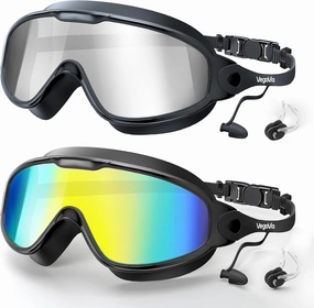 Adult Swim Goggles 2 Pack, Anti-Fog 180?? Wide View UV Protection Pool Swimming Goggles for Adult Youth Men Women