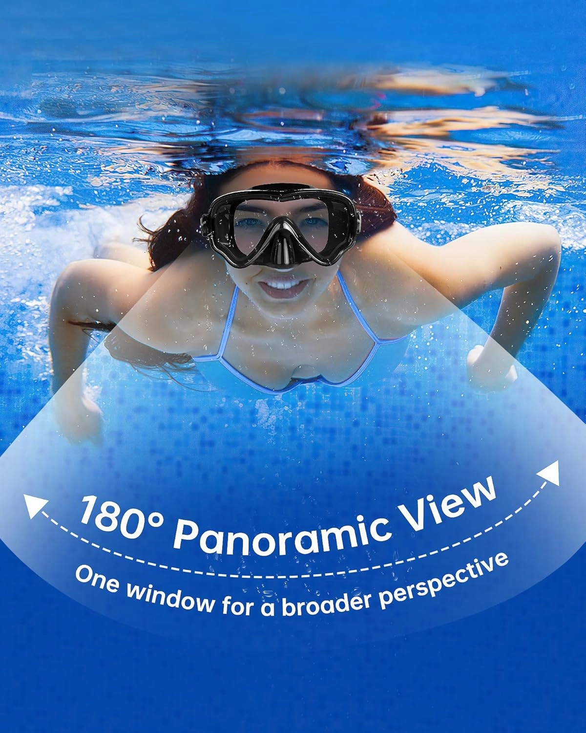 Adult Swim Goggles with Nose Cover, 180?? Clear Wide View No Leak Diving Mask Pool Goggles for Women Men Adult Youth