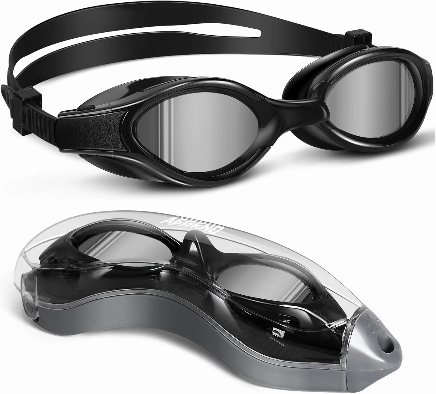 Aegend Polarized Swim Goggles, Upgraded Swimming Goggles High Nose Bridge Soft Silicone Anti-Fog No Leakage Adults Men Women