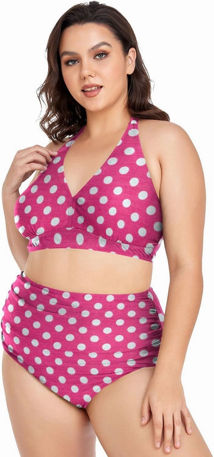 Aflyko Women Plus Size Bikini 2-Piece Swimsuit Ruched Swimwear Large Beachwear