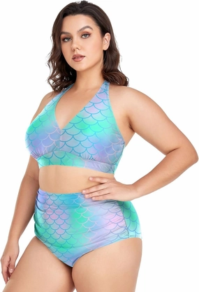 Aflyko Women Plus Size Bikini 2-Piece Swimsuit Ruched Swimwear Large Beachwear