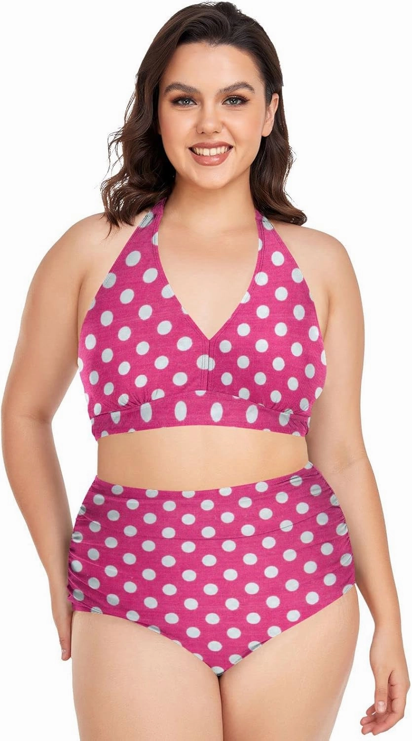 Aflyko Women Plus Size Bikini 2-Piece Swimsuit Ruched Swimwear Large Beachwear