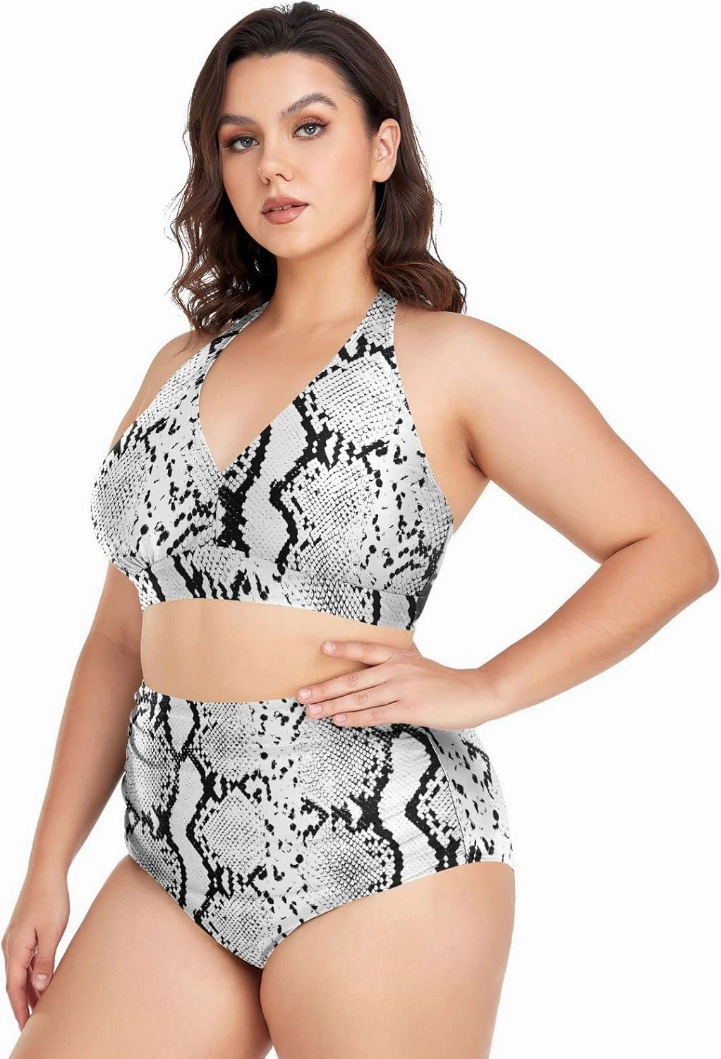 Aflyko Women Plus Size Bikini 2-Piece Swimsuit Ruched Swimwear Large Beachwear