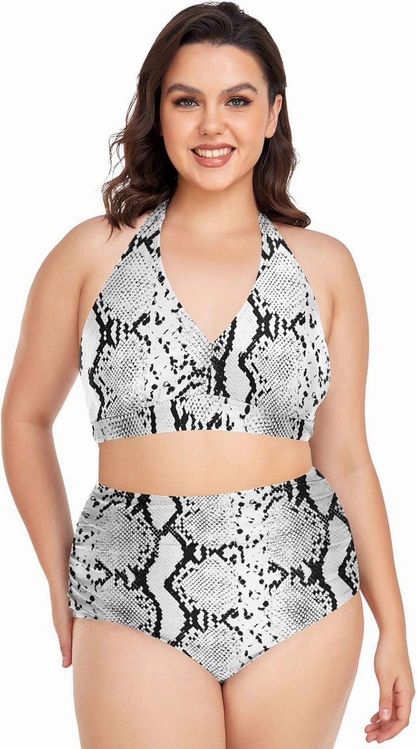 Aflyko Women Plus Size Bikini 2-Piece Swimsuit Ruched Swimwear Large Beachwear