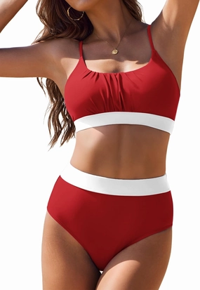 AI'MAGE Bikini Sets for Women High Waisted 2025 Two Piece Swimsuits Sporty Color Block Bathing Suit S-XXL