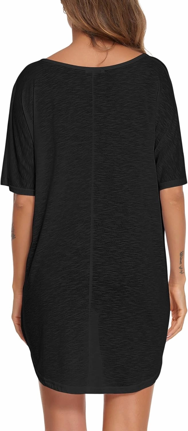 AI'MAGE Swimsuit Cover Up Women's Beach Dress Plus Size Bathing Suit Coverup Casual T Shirt Dresses Beachwear