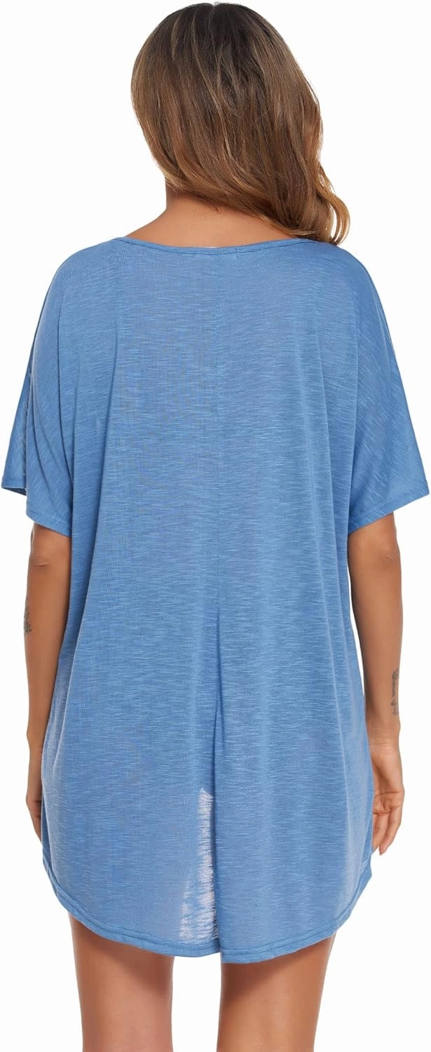 AI'MAGE Swimsuit Cover Up Women's Beach Dress Plus Size Bathing Suit Coverup Casual T Shirt Dresses Beachwear