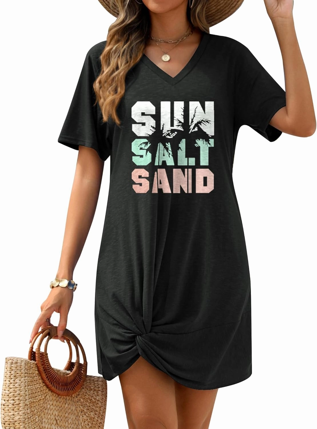 AI'MAGE Swimsuit Cover Ups for Women Short Sleeve Bathing Suit Coverup Casual Bikini Swimwear Beach Cover Up Dress S-XXL