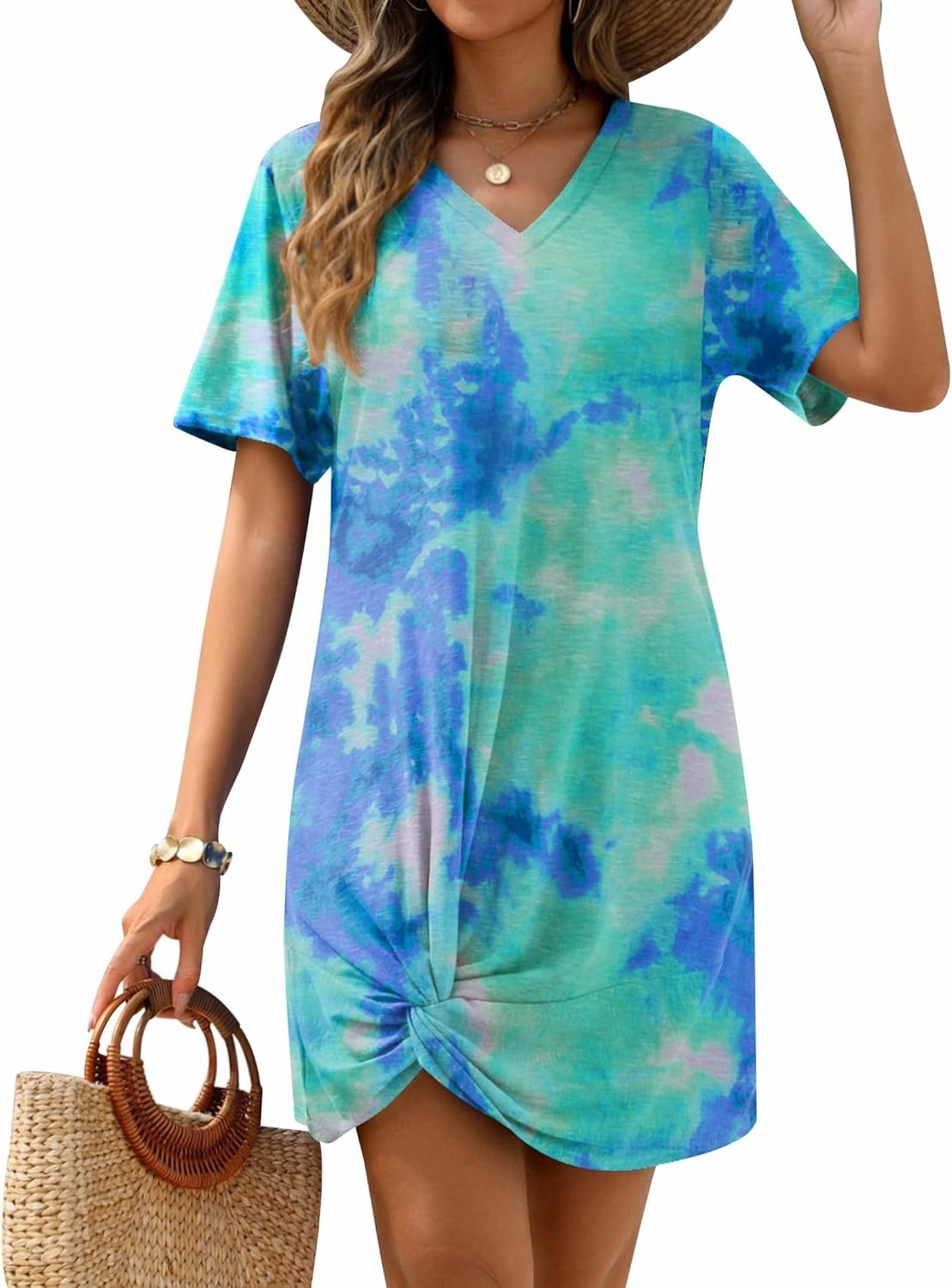 AI'MAGE Swimsuit Cover Ups for Women Short Sleeve Bathing Suit Coverup Casual Bikini Swimwear Beach Cover Up Dress S-XXL
