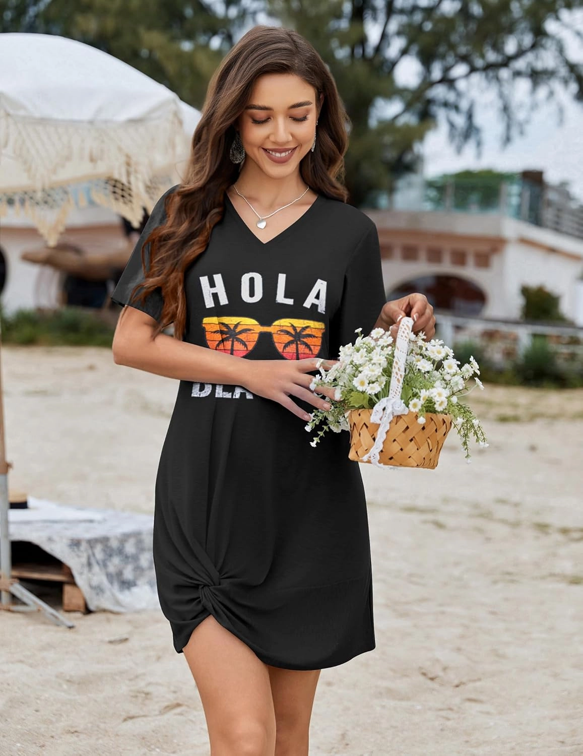 AI'MAGE Swimsuit Cover Ups for Women Short Sleeve Bathing Suit Coverup Casual Bikini Swimwear Beach Cover Up Dress S-XXL