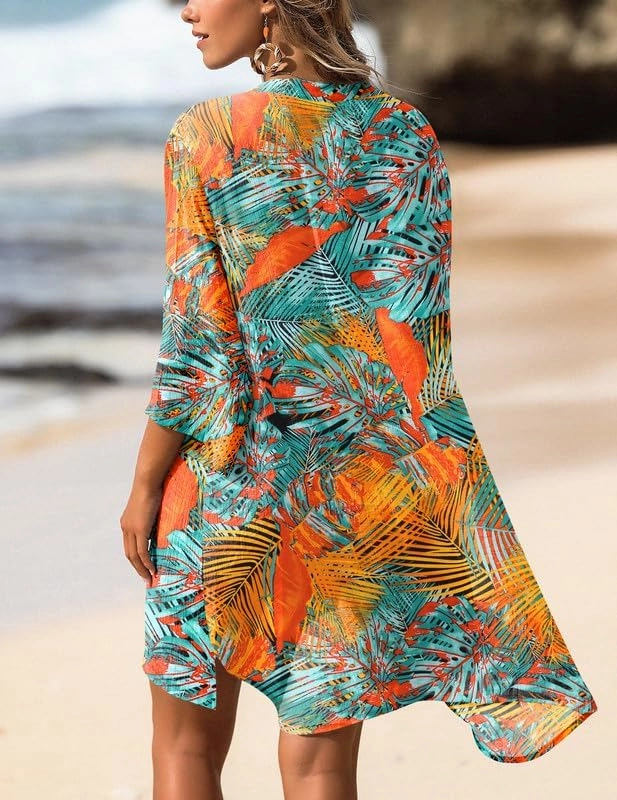 AI'MAGE Women's Swimsuit Cover Ups Shirt V-Neck Button Down Bathing Suit Coverups Beach Tunic Top S-3XL
