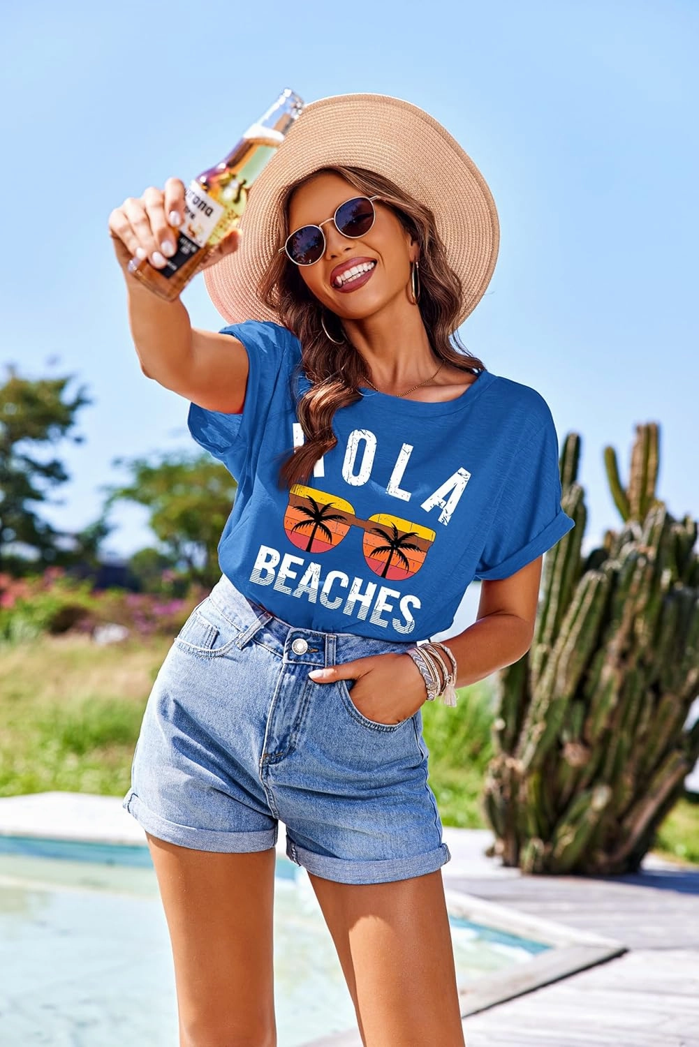AI'MAGE Women's Swimsuit Coverup 2025 Bathing Suit Cover Ups Casual Loose Short Sleeve Bikini Beach Dress with Pocket