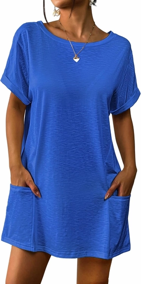 AI'MAGE Women's Swimsuit Coverup 2025 Bathing Suit Cover Ups Casual Loose Short Sleeve Bikini Beach Dress with Pocket
