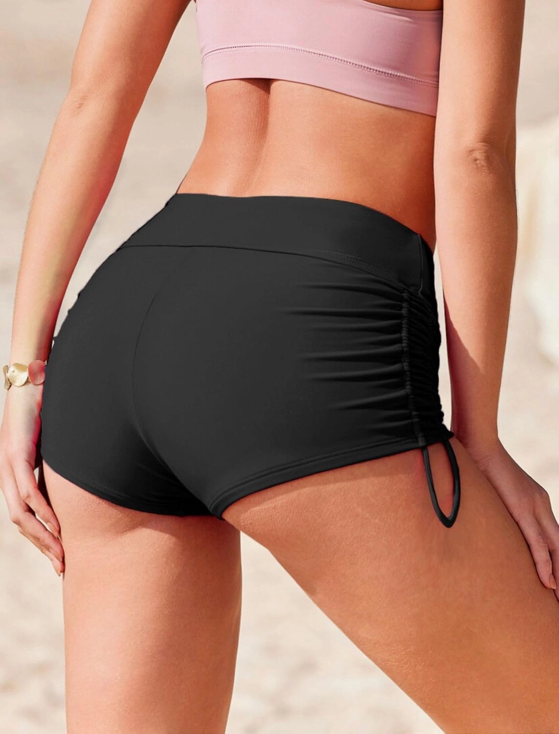 AI'MAGE Womens 3" Swim Board Shorts High Waisted Bathing Suit Bottoms Boy Shorts Adjustable Ruched Side Bikini Shorts S-XXL