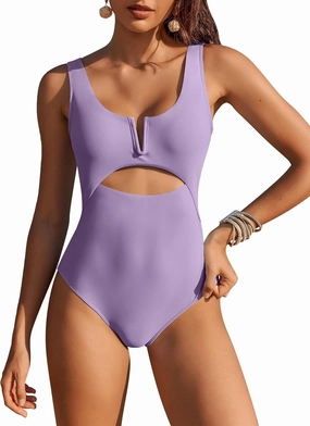 AI'MAGE Womens One Piece Swimsuits Tummy Control Bathing Suit 2025 Cutout High Waisted V Neck Monokini Swimwear