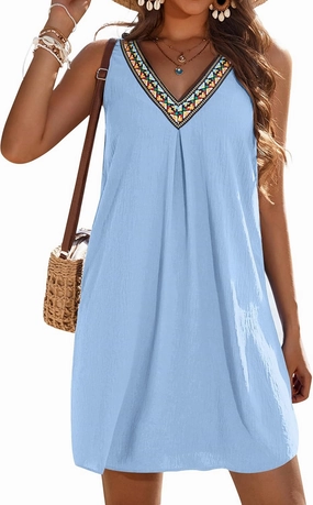 AI'MAGE Womens Sleeveless Swimsuit Cover Up V Neck Bathing Suit Coverups Bikini Beach Vacation Tank Dresses S-3XL