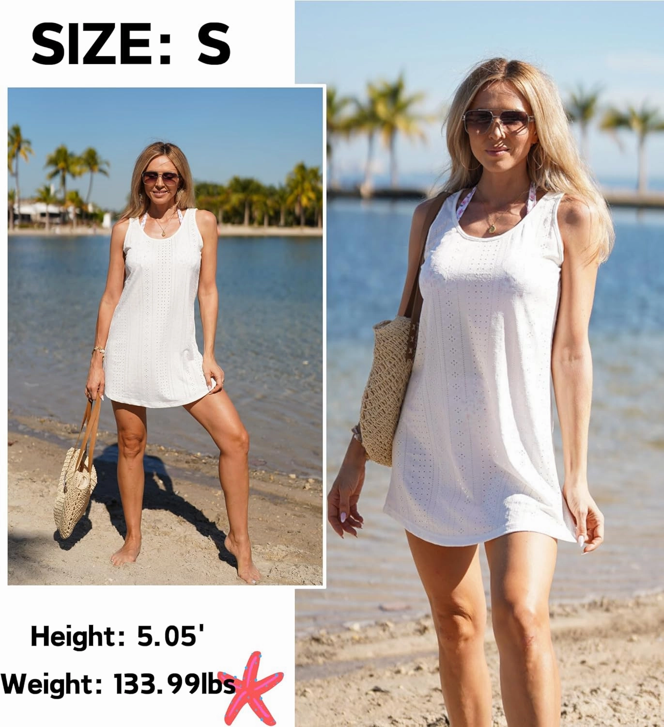 AI'MAGE Womens Swimsuit Coverup Hollow Out Bathing Suit Cover Up Sleeveless Bikini Beach Cover Up Tank Dress S-3XL