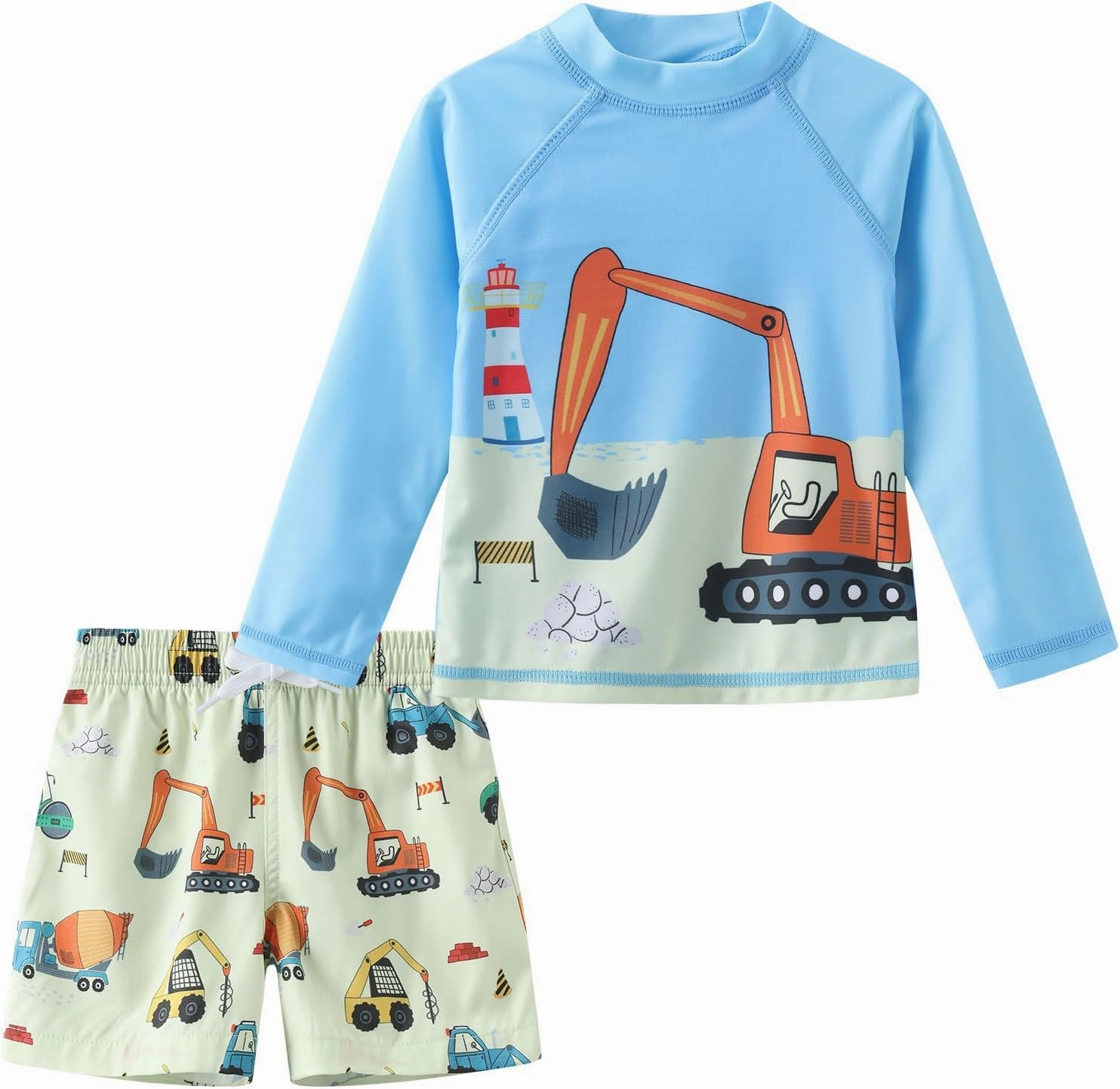 Aisyee Toddler Baby Boys Rash Guard Set for Kids Boys Swim Set with Swim Trunks Long Sleeve Bathing Suits