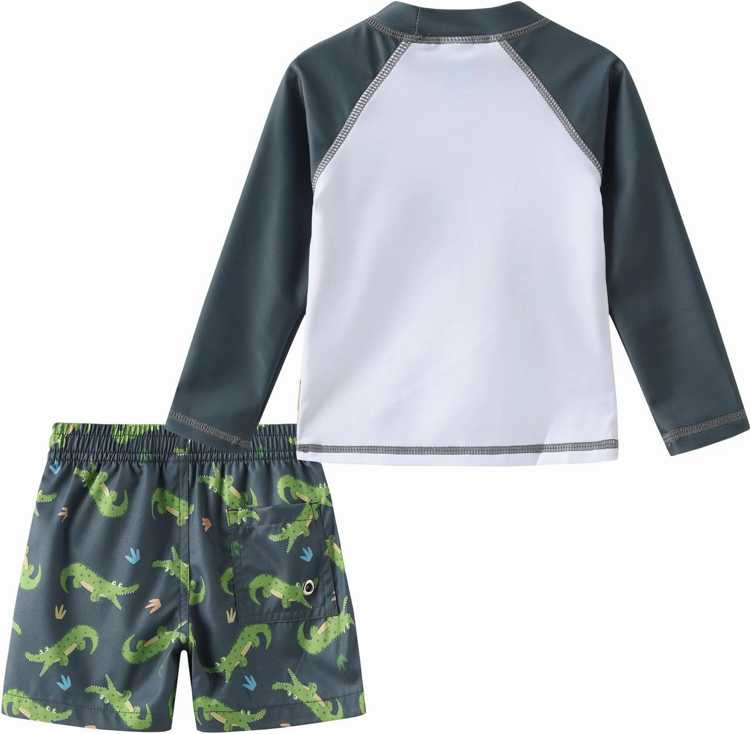 Aisyee Toddler Baby Boys Rash Guard Set for Kids Boys Swim Set with Swim Trunks Long Sleeve Bathing Suits