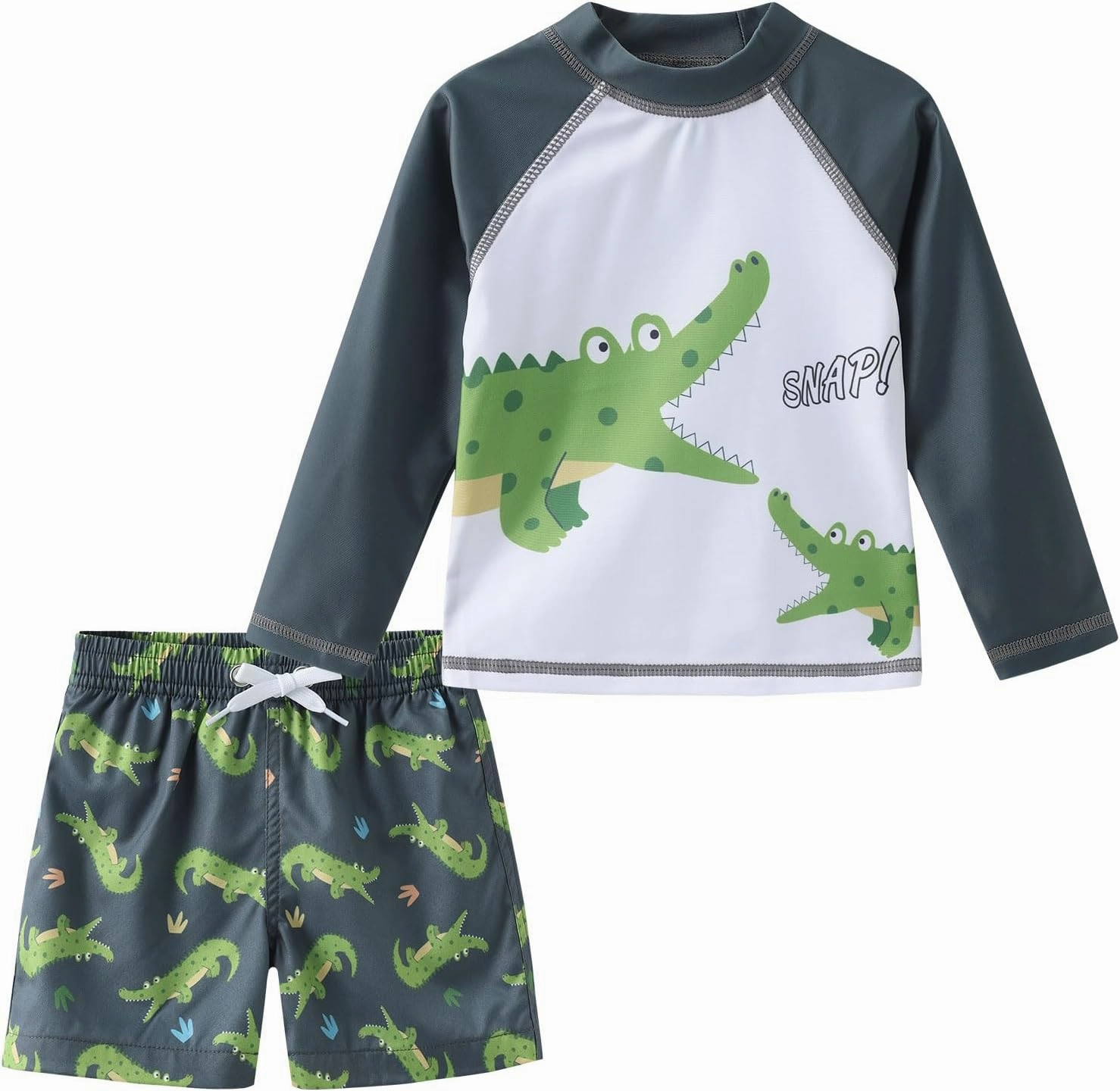 Aisyee Toddler Baby Boys Rash Guard Set for Kids Boys Swim Set with Swim Trunks Long Sleeve Bathing Suits