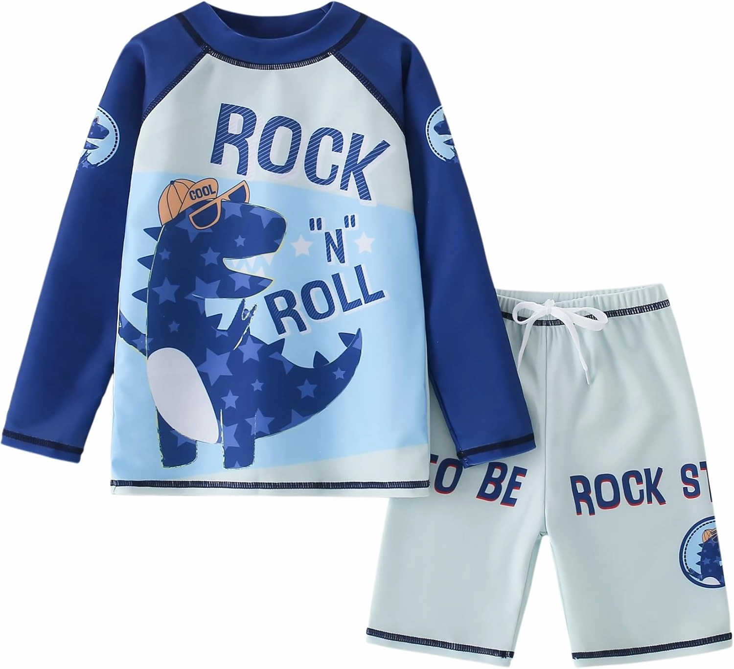 AIWUHE Toddler Boys Swimsuit Two Piece Rash Guard Shirt   Trunks Set Long Sleeve Swim Set Sunsuit Swimwear Bathing Suit 2-7Y