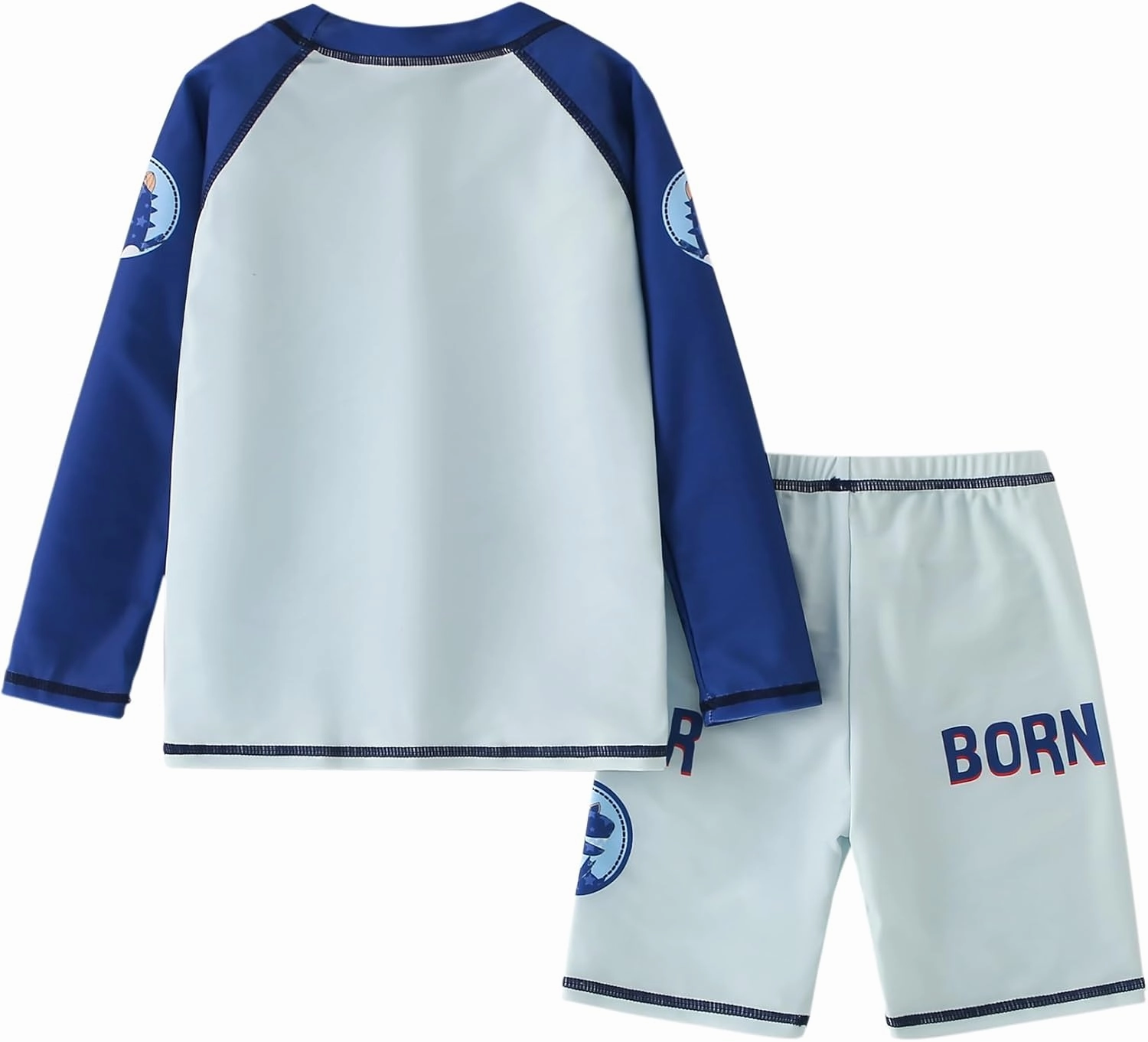 AIWUHE Toddler Boys Swimsuit Two Piece Rash Guard Shirt   Trunks Set Long Sleeve Swim Set Sunsuit Swimwear Bathing Suit 2-7Y