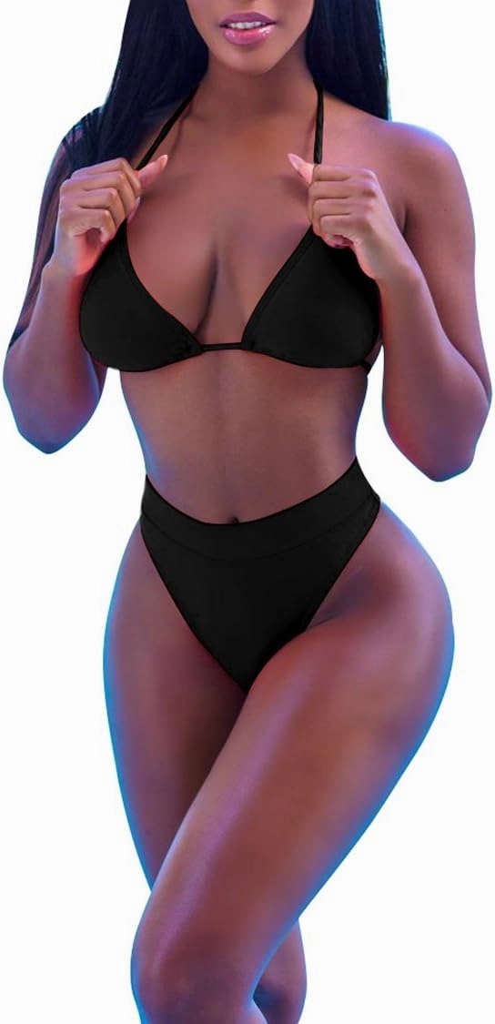 ALBIZIA Women's Triangle High Waist Bikini Set Swimsuit with Mesh Cover up High Cut Swimwear