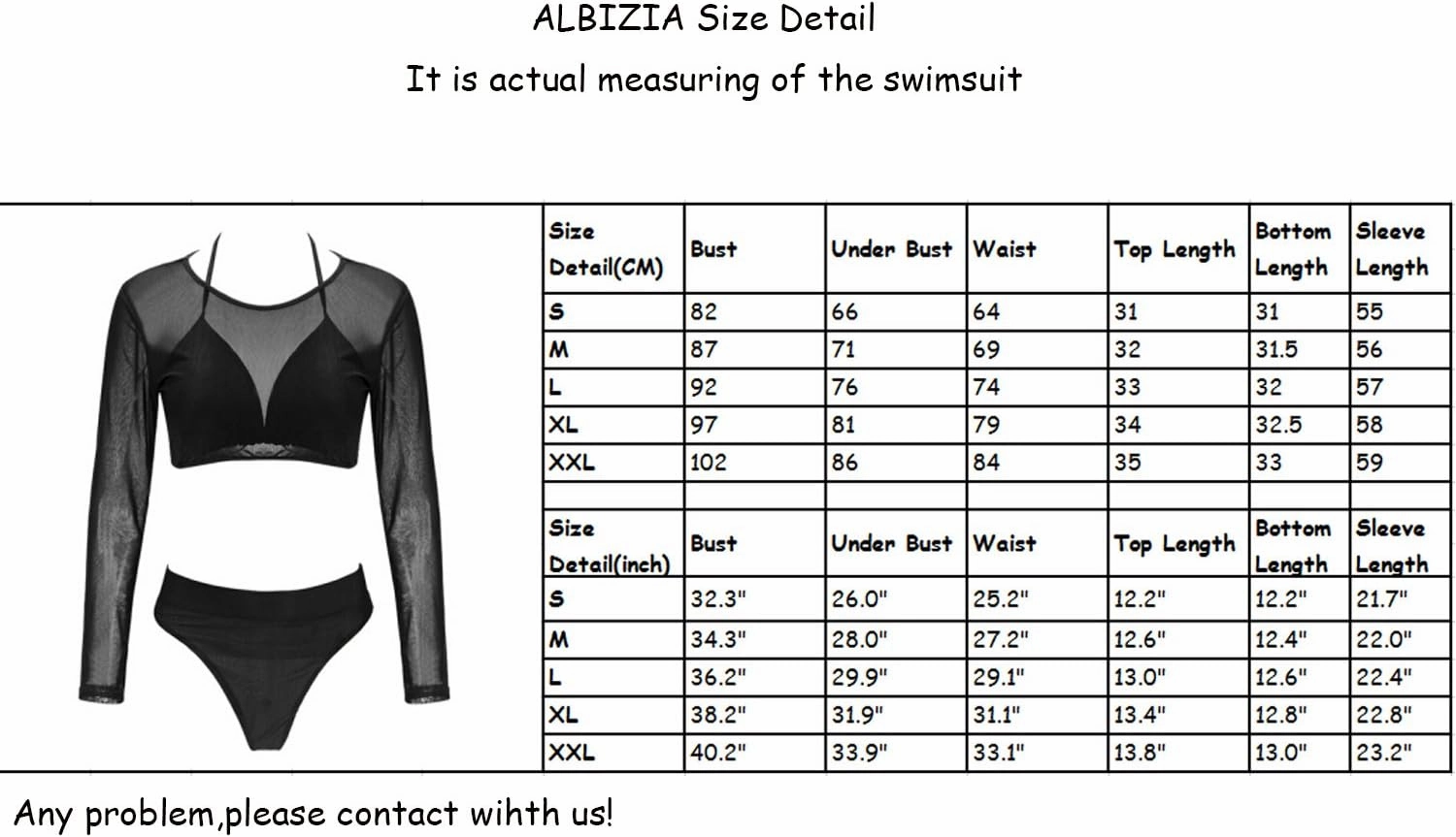 ALBIZIA Women's Triangle High Waist Bikini Set Swimsuit with Mesh Cover up High Cut Swimwear
