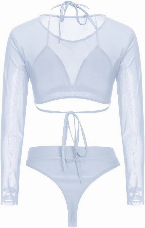 ALBIZIA Women's Triangle High Waist Bikini Set Swimsuit with Mesh Cover up High Cut Swimwear