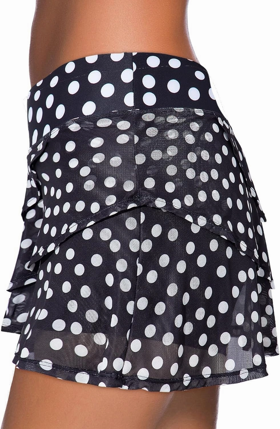 Aleumdr Women's Waistband Layered Swimdress Ruffle Swim Skirt Swimsuit Bottom(Available in Plus)