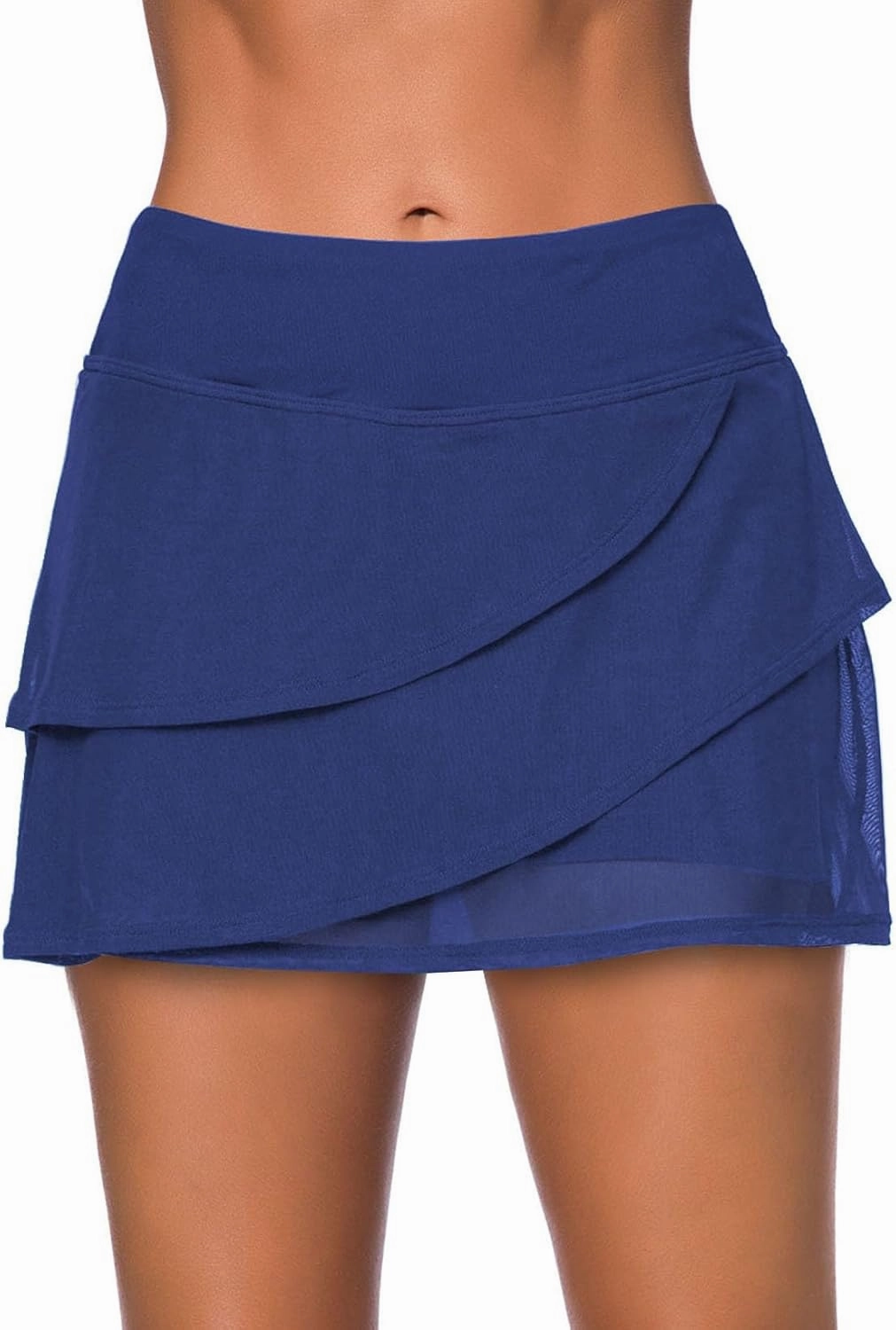 Aleumdr Women's Waistband Layered Swimdress Ruffle Swim Skirt Swimsuit Bottom(Available in Plus)