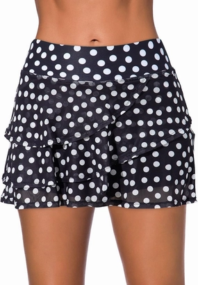 Aleumdr Women's Waistband Layered Swimdress Ruffle Swim Skirt Swimsuit Bottom(Available in Plus)