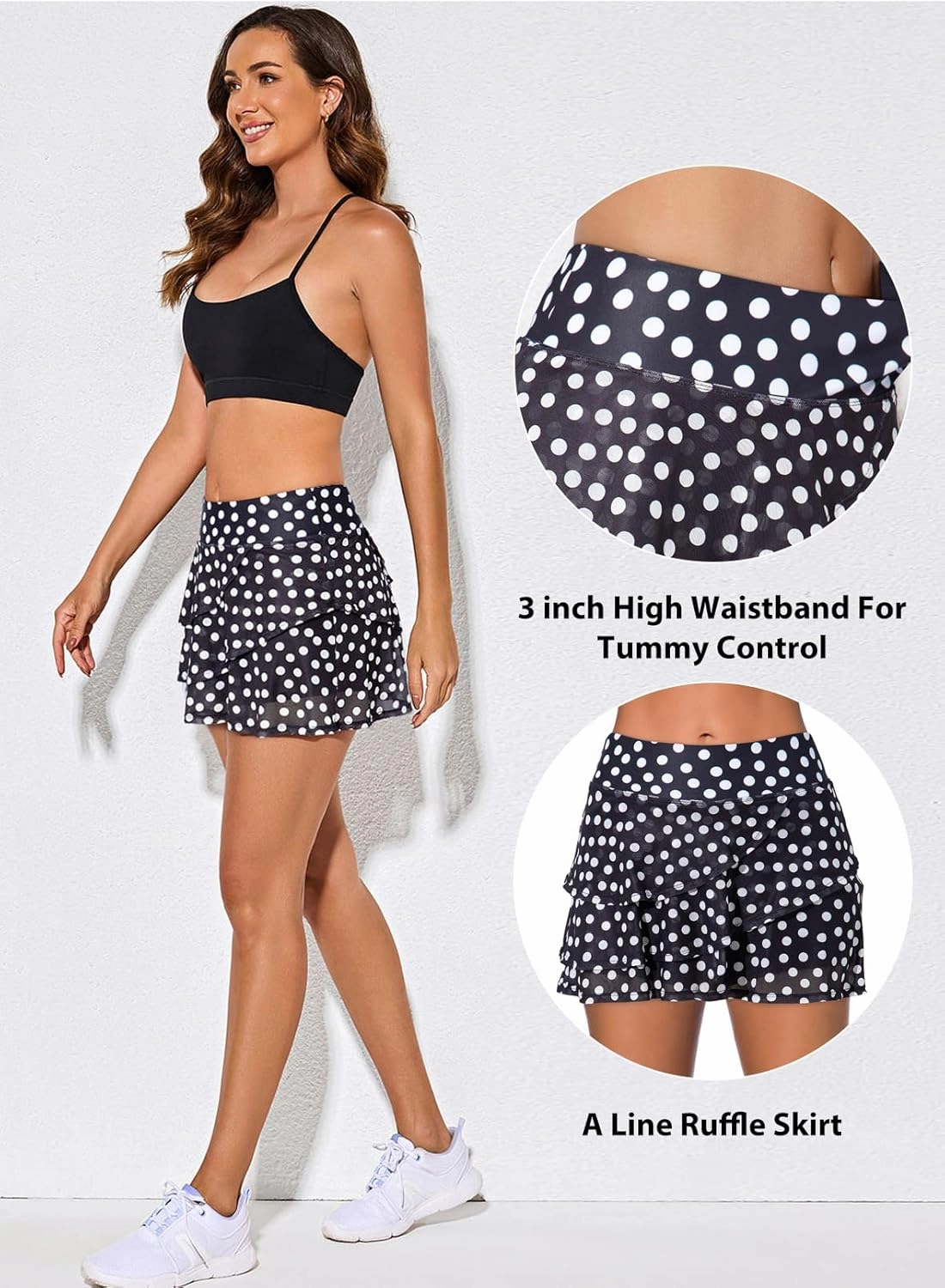 Aleumdr Women's Waistband Layered Swimdress Ruffle Swim Skirt Swimsuit Bottom(Available in Plus)