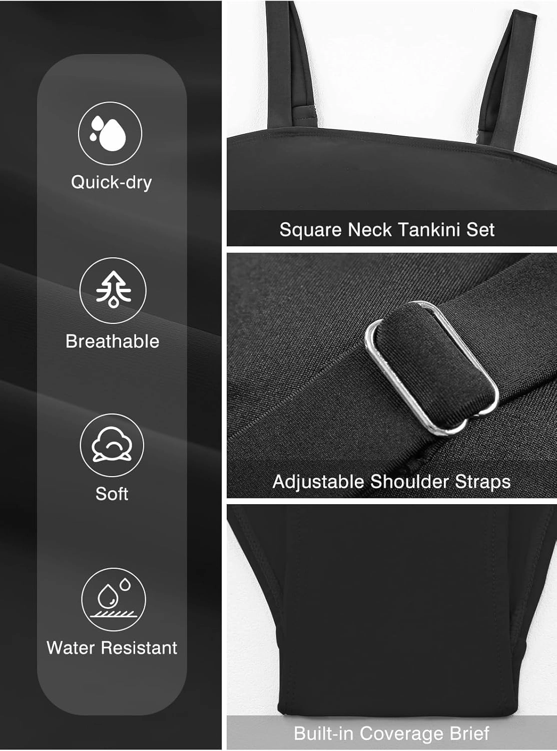 Aleumdr Women Vintage Tummy Control Two Piece Tankini Swimsuits Swimdress Push up Swimwear Bathing Suits