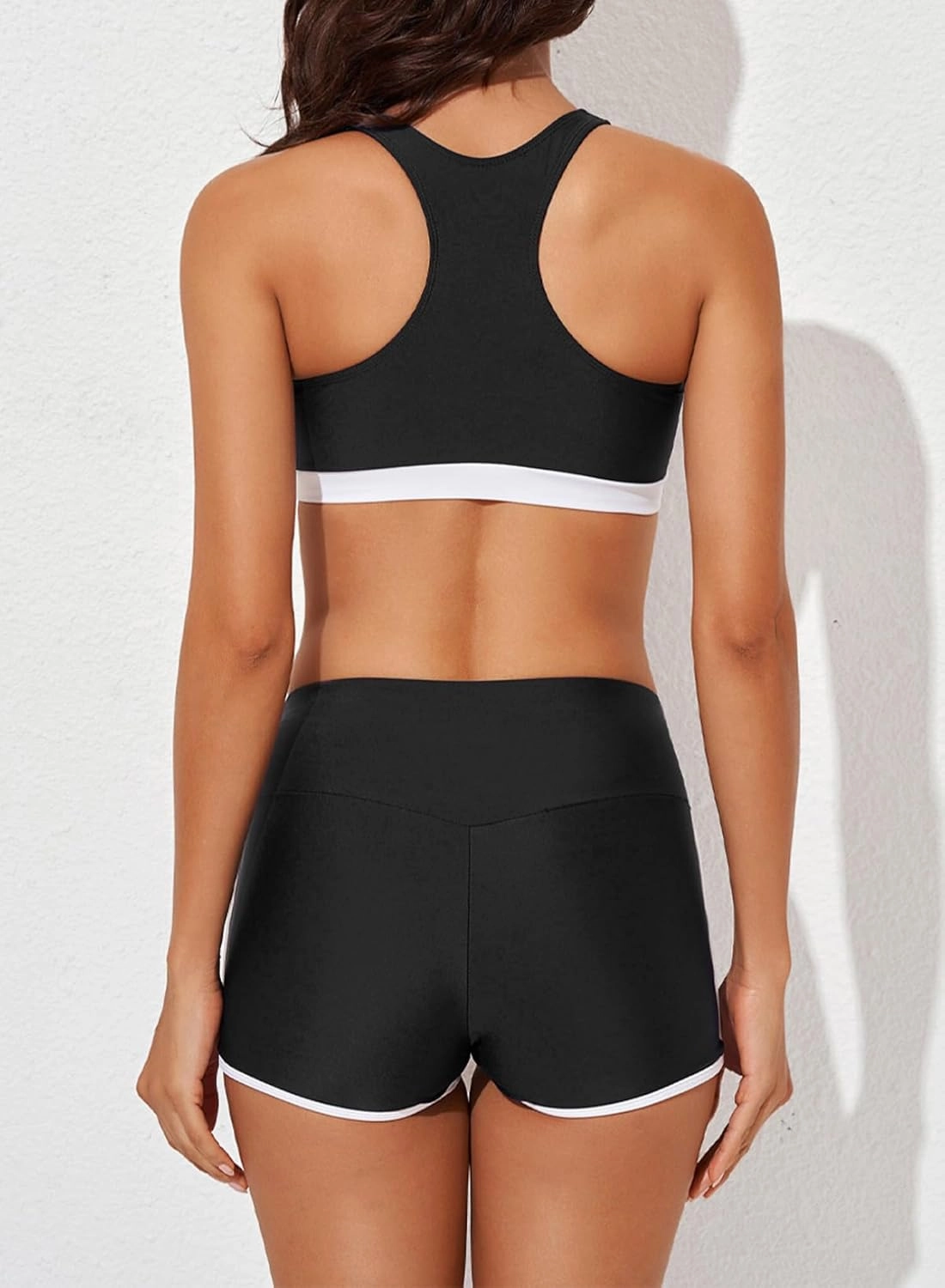 Aleumdr Womens Athletic 3 Piece Tankini Swimsuits with Shorts Swim Tank Tops with Sports Bra and Boyshorts Bathing Suits