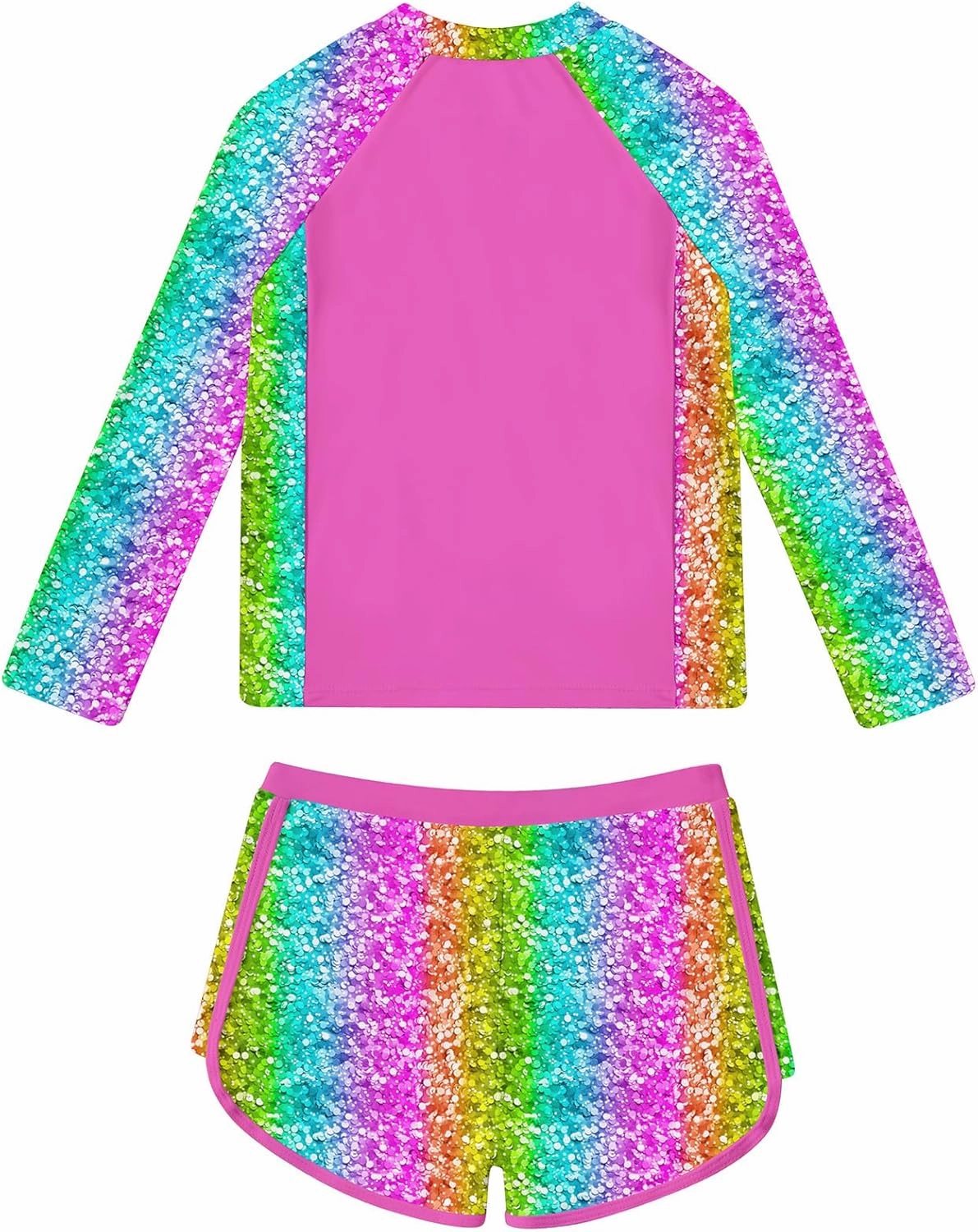 ALISISTER Girls Rash Guard Swimsuit 2 Pieces Long Sleeve Bathing Suits Swimwear for 5-9 Years UPF 50 