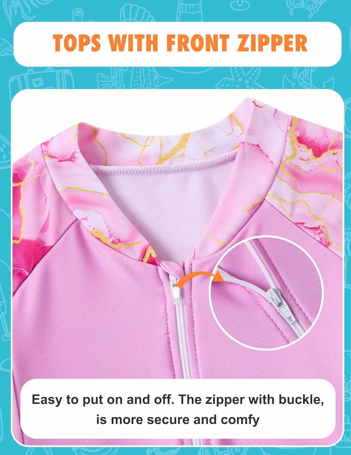 ALISISTER Girls Rash Guard Swimsuit 2 Pieces Long Sleeve Bathing Suits Swimwear for 5-9 Years UPF 50 