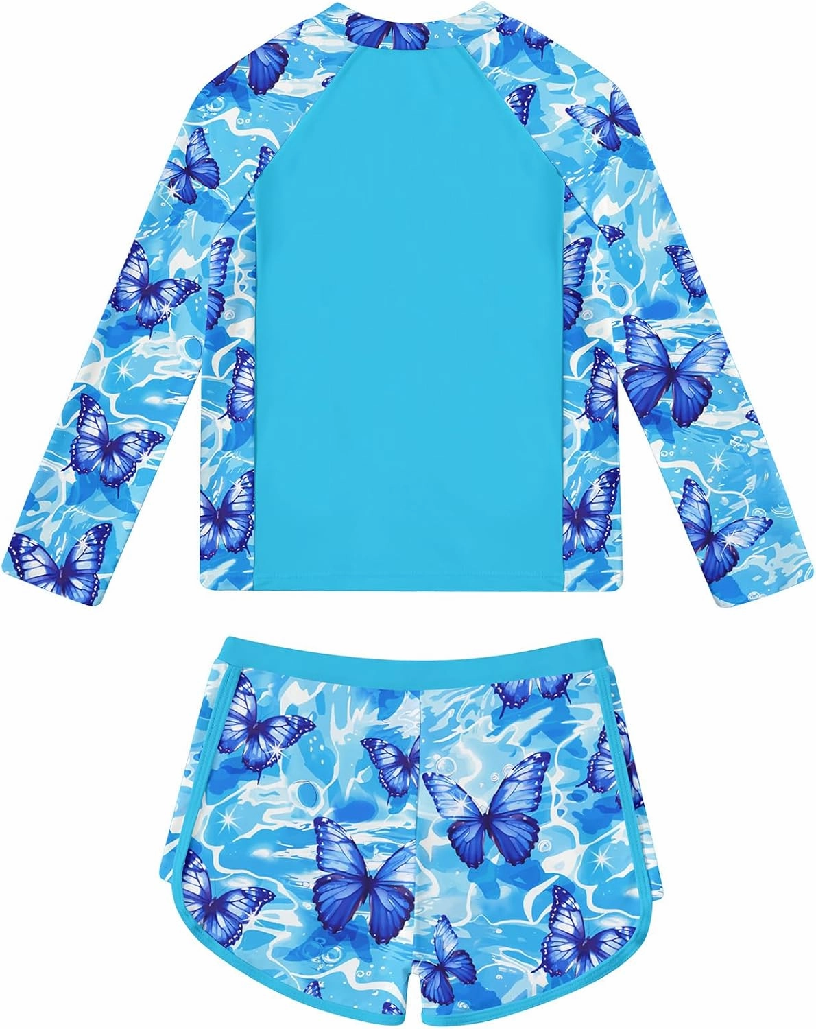 ALISISTER Girls Rash Guard Swimsuit 2 Pieces Long Sleeve Bathing Suits Swimwear for 5-9 Years UPF 50 